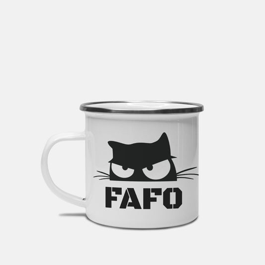 FAFO Sarcastic Cat Camp Mug 10 oz.