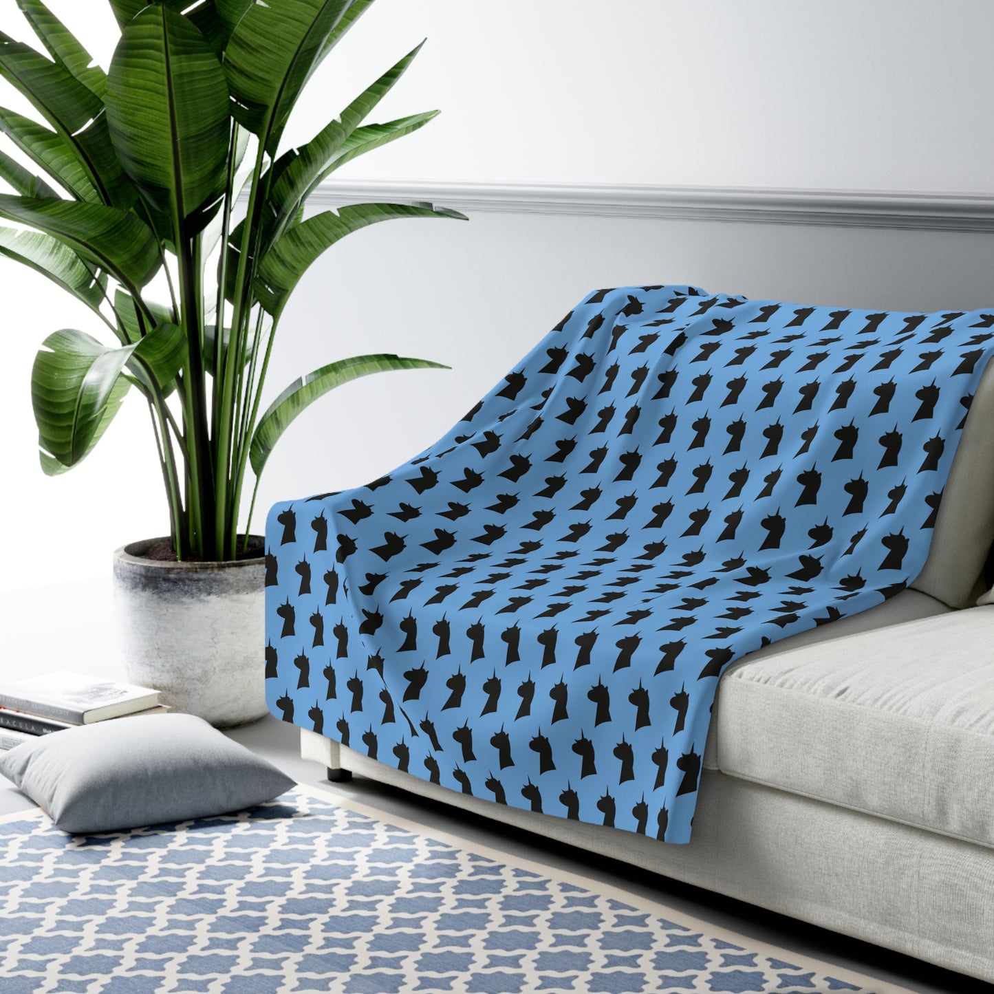 Light Blue Cozy Magical AF Unicorn Sherpa Fleece Blanket
