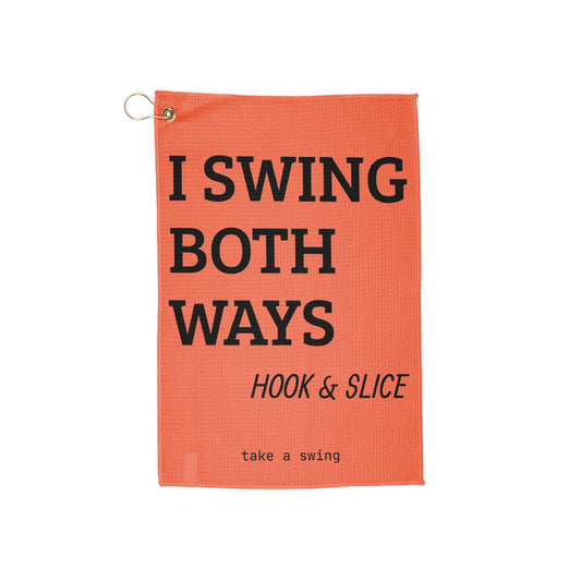 "I Swing Both Ways" Fun Golf Towel - Hook & Slice Edition