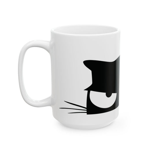 Fierce Feline Ceramic Mug - Black Cat Design (11oz, 15oz)