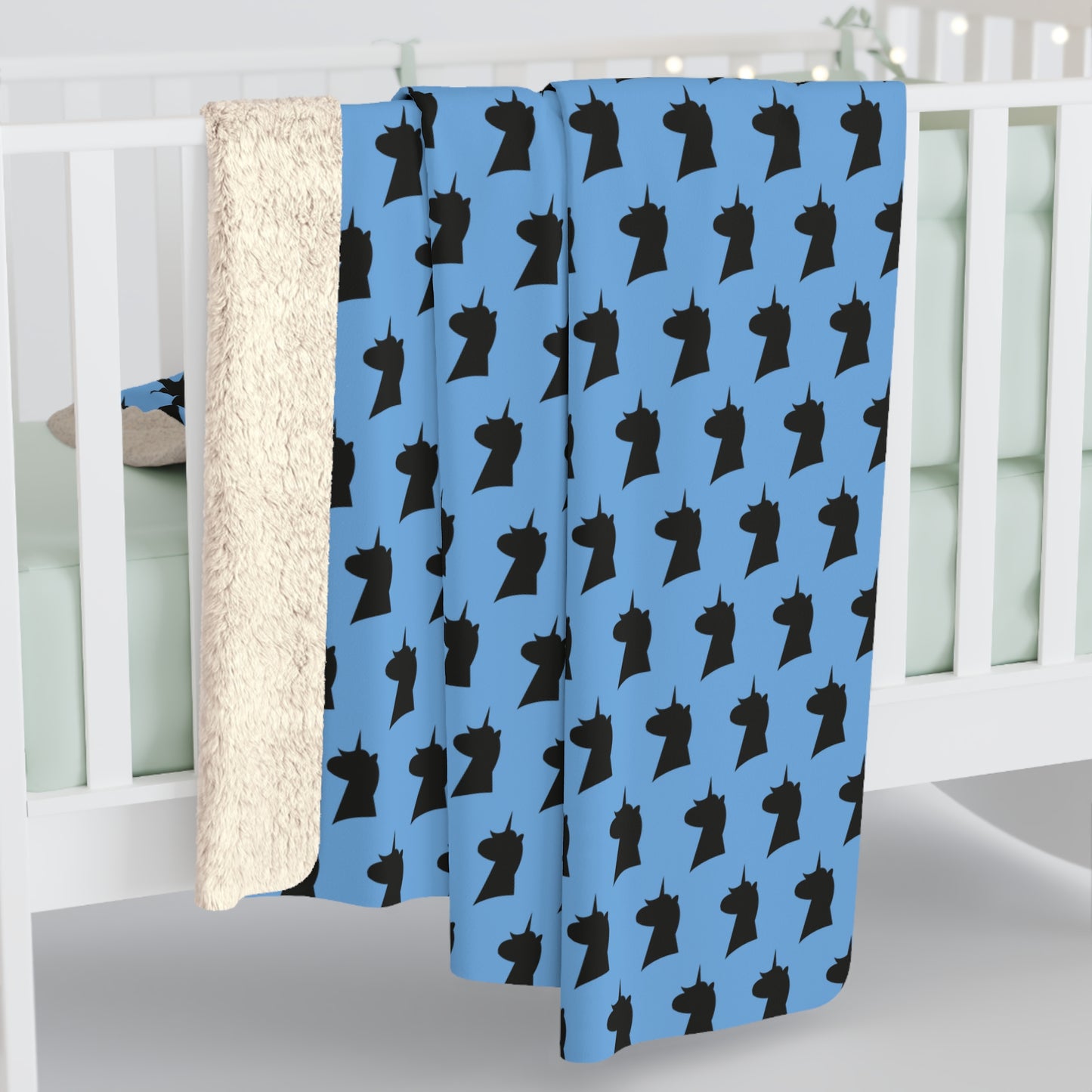 Light Blue Cozy Magical AF Unicorn Sherpa Fleece Blanket