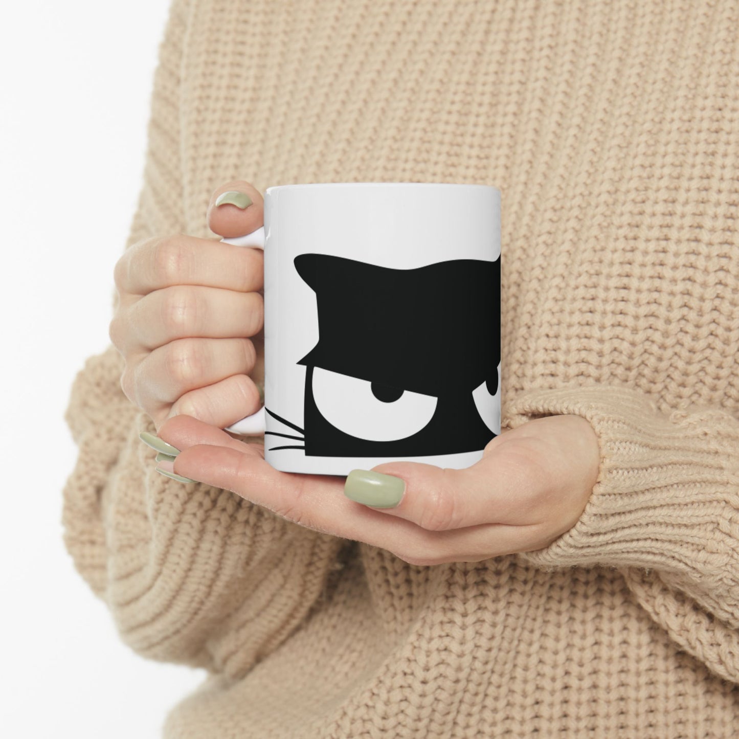 Fierce Feline Ceramic Mug - Black Cat Design (11oz, 15oz)