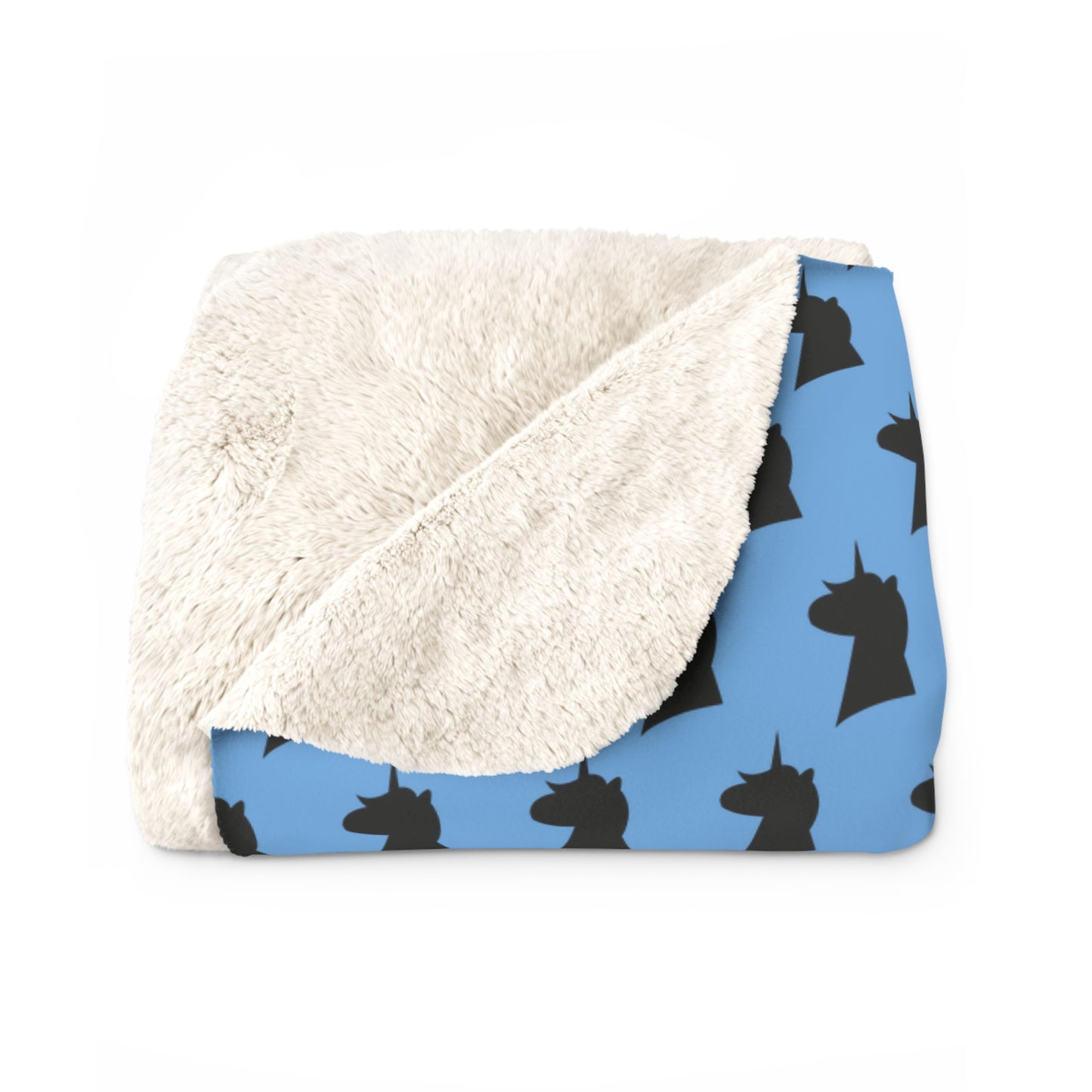 Light Blue Cozy Magical AF Unicorn Sherpa Fleece Blanket