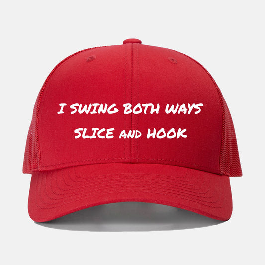 I Swing Both Ways Embroidered Snap Back Golf Cap