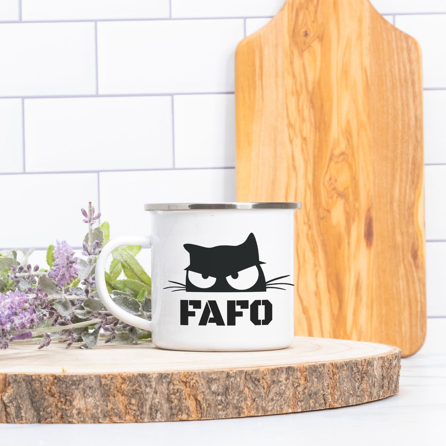 FAFO Sarcastic Cat Camp Mug 10 oz.