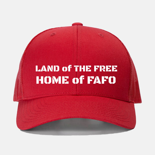 Land of the FREE Home of FAFO Embroidered Snap Back Cap