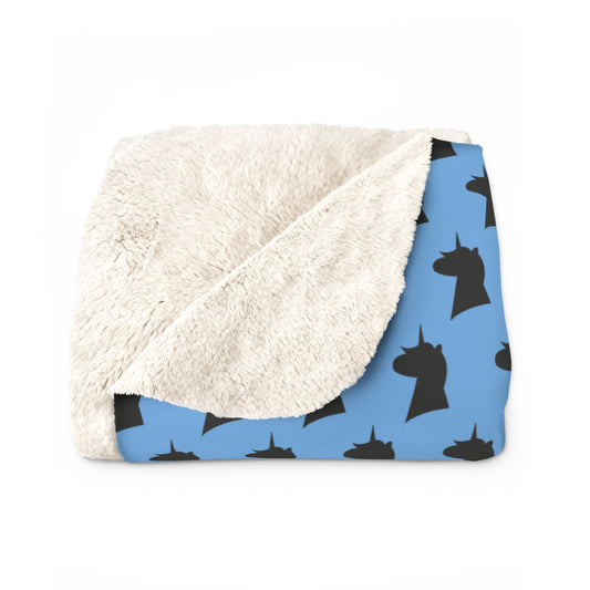 Light Blue Cozy Magical AF Unicorn Sherpa Fleece Blanket
