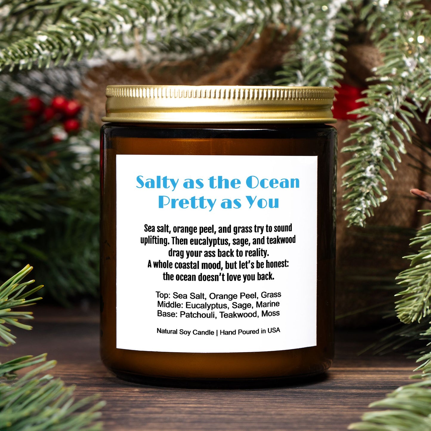 Salty as the Ocean, Pretty as You Natural Soy Candle Funny Gift