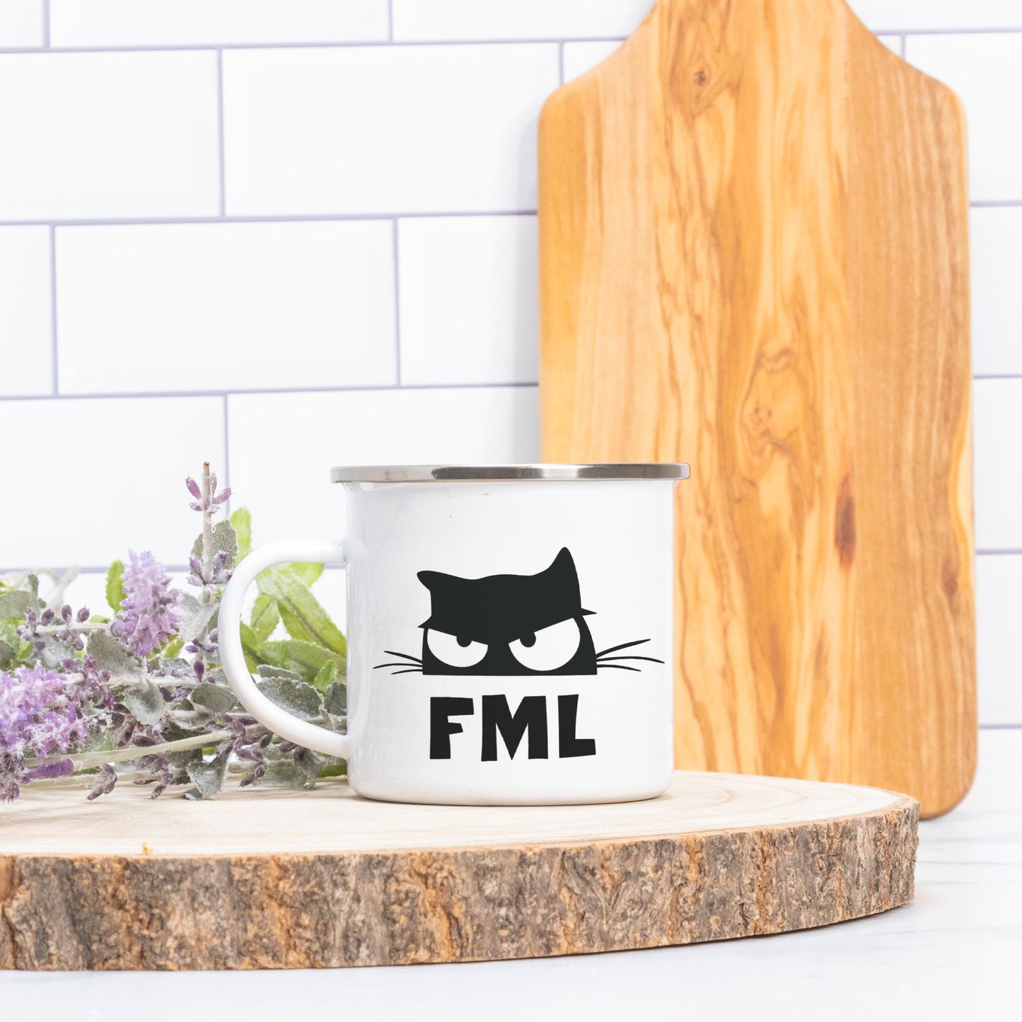 FML Snarky Cat Camp Mug 10 oz.