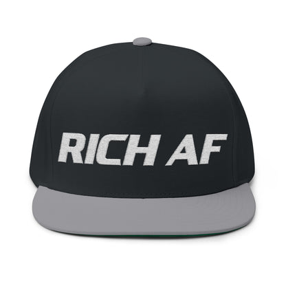Rich AF Embroidered Flat Bill Cap Because Subtlety is for the Broke