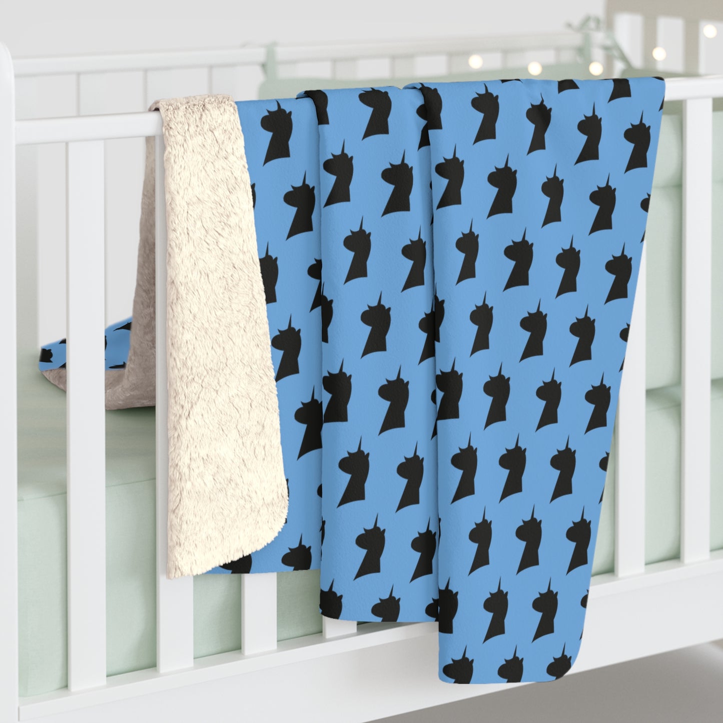 Light Blue Cozy Magical AF Unicorn Sherpa Fleece Blanket