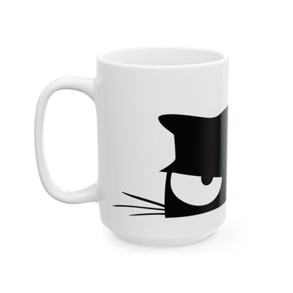 Fierce Feline Ceramic Mug - Black Cat Design (11oz, 15oz)