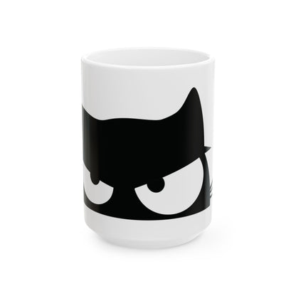 Fierce Feline Ceramic Mug - Black Cat Design (11oz, 15oz)