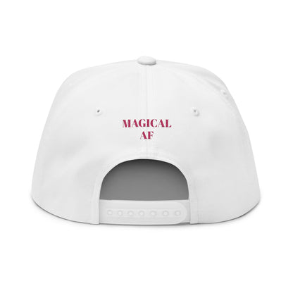 Unicorn Silhouette Flat Bill Cap Embroidered "Magical AF" Snapback