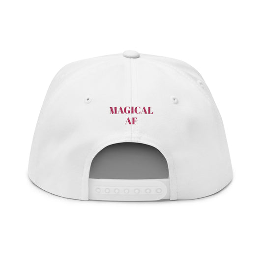 Unicorn Silhouette Flat Bill Cap Embroidered "Magical AF" Snapback