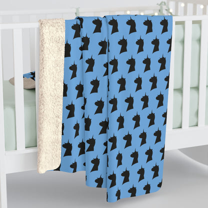 Light Blue Cozy Magical AF Unicorn Sherpa Fleece Blanket