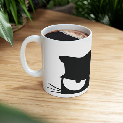 Fierce Feline Ceramic Mug - Black Cat Design (11oz, 15oz)