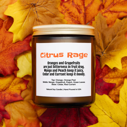 Citrus Rage Soy Candle Funny Gift