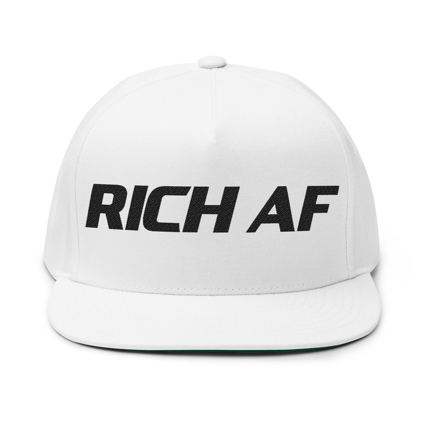 Rich AF Embroidered Flat Bill Cap Because Subtlety is for the Broke