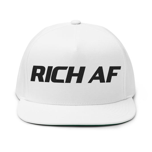 Rich AF Embroidered Flat Bill Cap Because Subtlety is for the Broke