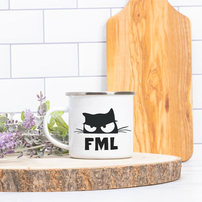 FML Snarky Cat Camp Mug 10 oz.